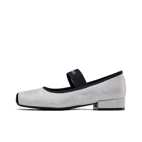 EBLAN Туфли Мэри Джейн Женские Серебряные