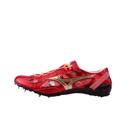 Mizuno Slip-resistant Abrasion-resistant Low Top Sprint Running Shoes Unisex Red Gold Black Мицубо Противоскользящий Устойчивый к истиранию Низкий Топ Спринт Беговые Кроссовки Унисекс Красный Золото Черный