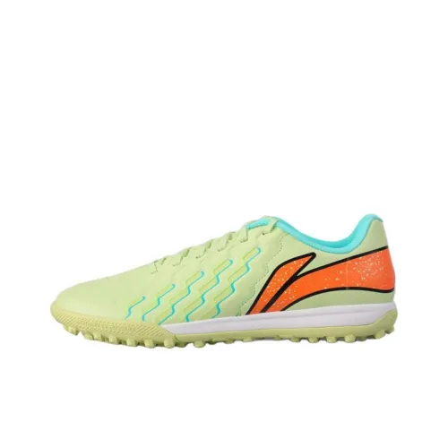 LiNing Jin Искусственный шип Естественная трава Нижняя юбка Устойчивость к истиранию Мужские футбольные бутсы Зеленый Оранжевый