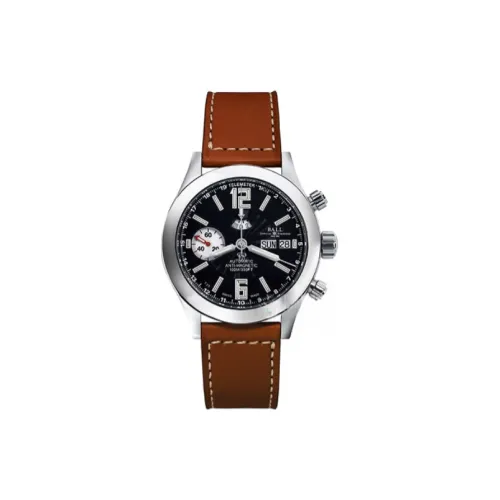 Шар Автоматический Механический Механизм Мужские Часы Часы 41 мм Черный Циферблат Корпус из Нержавеющей Стали Ремешок из Коровьей Кожи