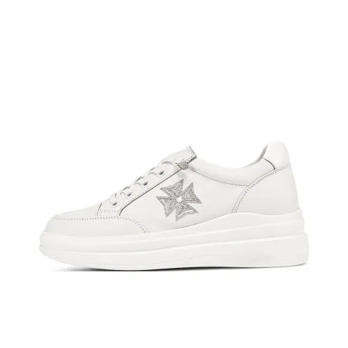 BOERDIQI Водонепроницаемый Легкий Увеличение Высоты Низкий Топ Повседневный Женский Белый Серебряный