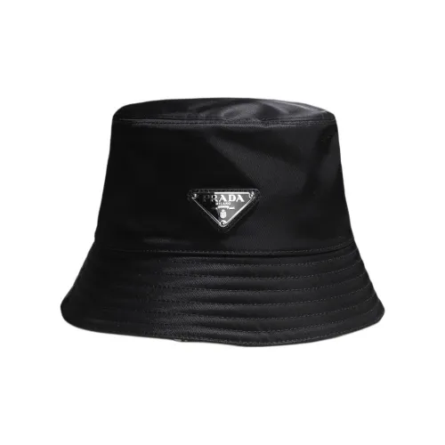PRADA Нейлон Эмаль Металл Cotton Bucket Hats Женские Черный