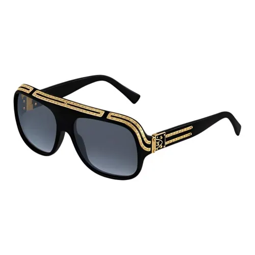 LOUIS VUITTON Литье под давлением Ацетат Металл Эмаль Aviator Солнцезащитные очки Мужской Черный Тортужный