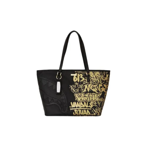 SPRAYGROUND Ткань с искусственной кожей тоут-сумка сумка для покупок сумка через плечо мужская черная и золотая