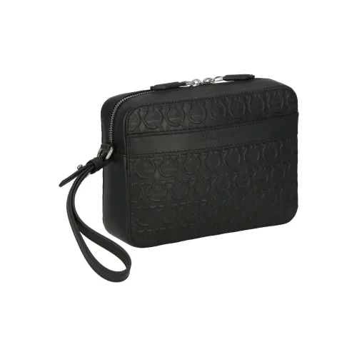 FERRAGAMO GANCINI Телячья кожа Сумка через плечо Мужская Черная