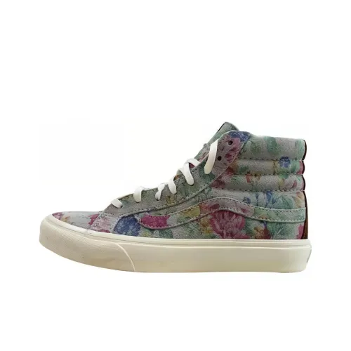 Vans SK8 Тонкий Суэдовый Цветочный Амортизирующий Износостойкий Высокий Топ Скейтборд Кроссовки Унисекс Серый Цвет