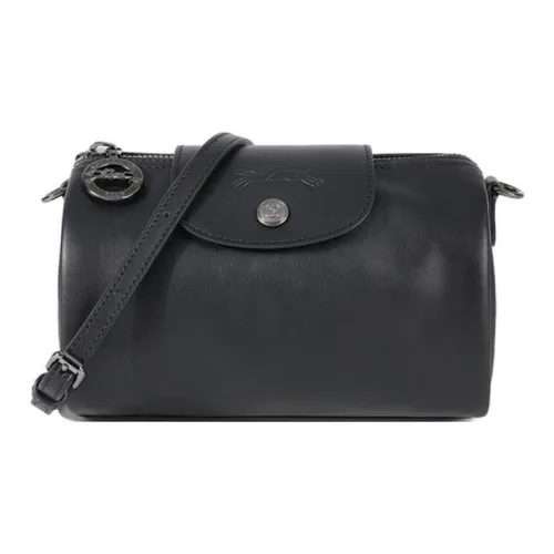 LONGCHAMP Le Pliage Xtra Коровья кожа Цилиндрическая сумка Косметичка Сумка через плечо Экстра маленькая Женская Черная