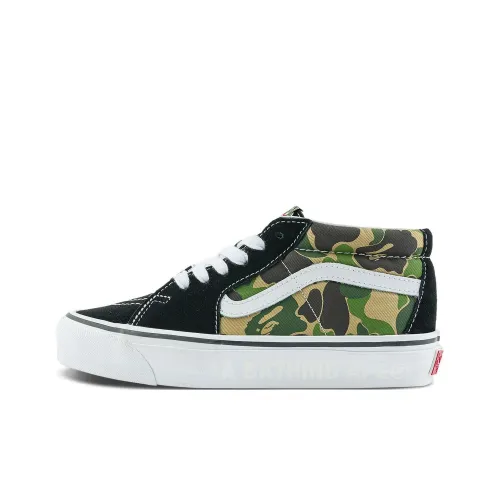 BAPE x Vans SK8 Устойчивые к истиранию MID Скейтборд Кроссовки Unisex Камуфляж