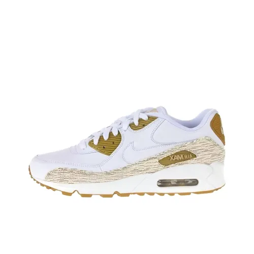 Nike Air Max 90 Амортизация и Дышащий Низкий Топ Повседневная Обувь Унисекс Белый Золото