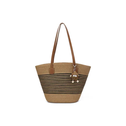 ST SAT Сумка через плечо из соломенной ткани Сумка через плечо женская Коричневый Черный Коричневый