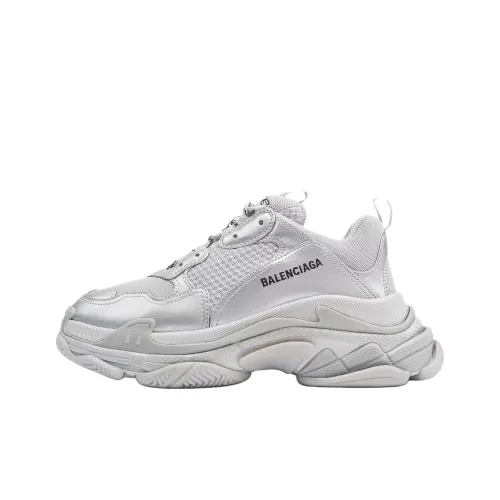 Balenciaga Triple S Low Топ Толстая подошва Кроссовки Мужские Серебряные