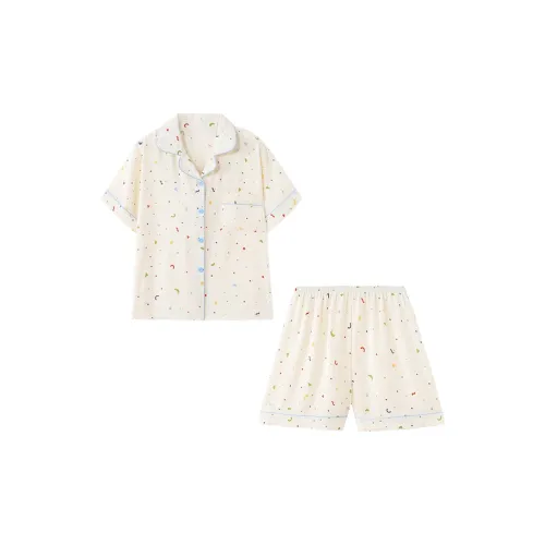 Сон Студенты Квартира Домашний Верхняя одежда Готовый Комплект пижам Женские Белые