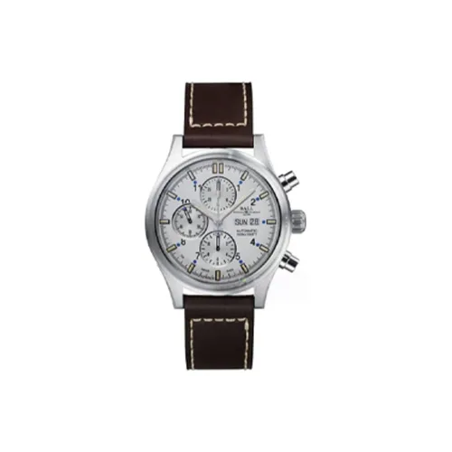 Шар Автоматический Механический Механизм Женские Часы 43 мм Белый Циферблат Нержавеющая Сталь Корпус Кожаный Ремешок