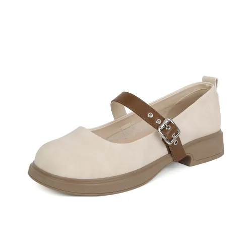 JOSINY Грубый каблук Туфли Мэри Джейн Низкий каблук Женские Абрикос