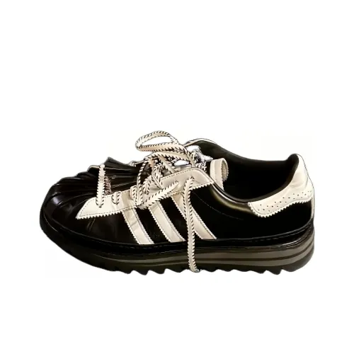 CLOT x Adidas Originals SUPERSTAR Устойчивый к истиранию Дышащие Низкие Кроссовки для скейтбординга Мужские Черный Белый