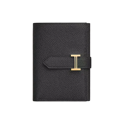 HERMES Bearn Epsom Телячья кожа Кошелек Женские 89 Черный