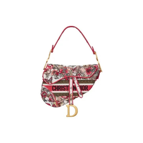DIOR Canvas Saddle Bag Single Shoulder Bag Women's Multicolor DIOR Холщовая сумка Saddle Сумка на одно плечо Женская Многоцветная