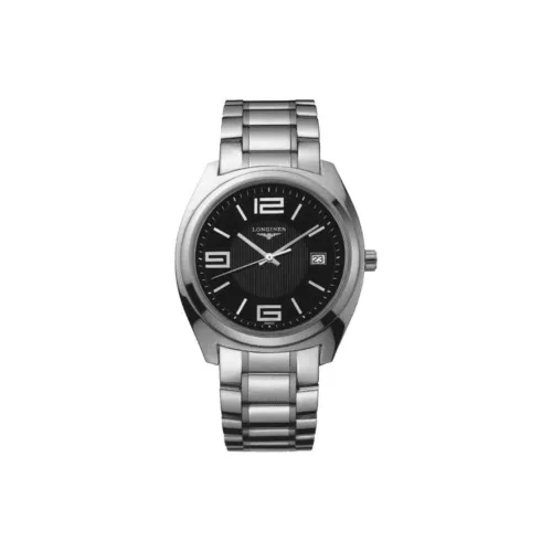 LONGINES Green Purple Collection Кварцевый механизм Мужские часы Циферблат 39,5 мм Черный корпус из нержавеющей стали