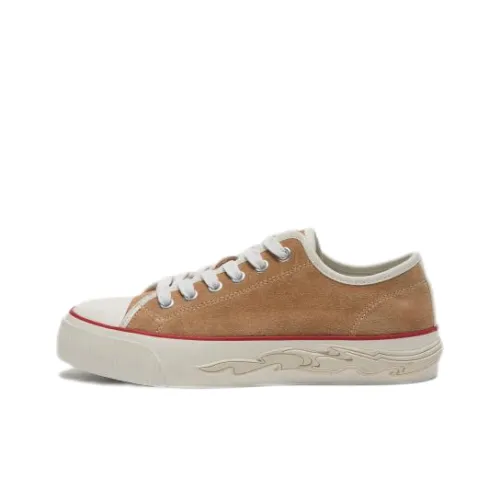 Sandro Low-Top Canvas Shoes Beige Yellow Women's