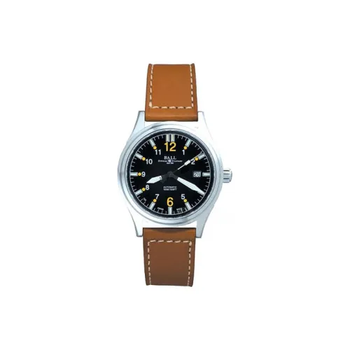 Шар Автоматический Механический Механизм Мужские Часы Часы 43 мм Черный Циферблат Корпус из Нержавеющей Стали Ремешок из Коровьей Кожи