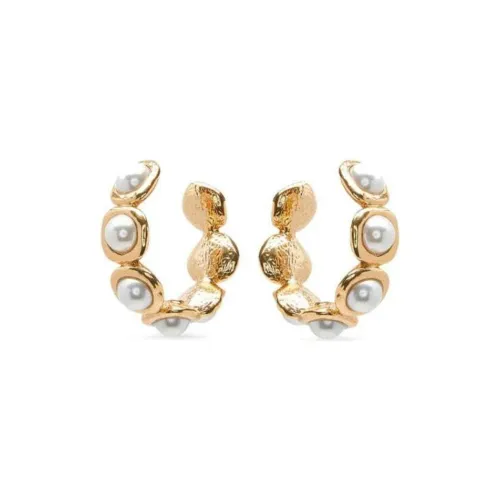 Серьги Oscar De La Renta с искусственным жемчугом латунной подвеской и золотым оттенком женские