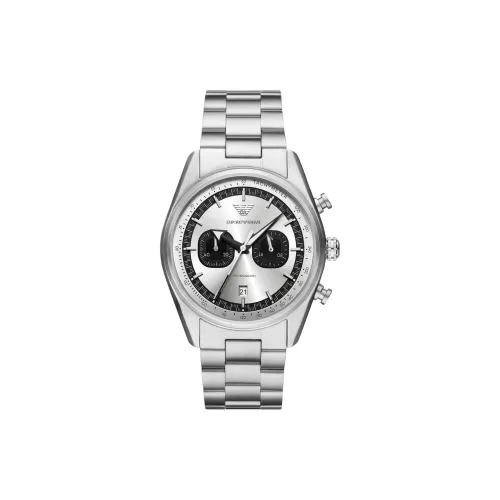 EMPORIO ARMANI Мужские часы Кварцевый механизм Ремешок из нержавеющей стали 42 мм Серебристый циферблат