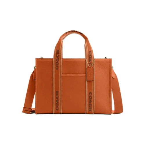COACH Smith Утонченный Каменная Кожа Тоут Сумка Сумка для покупок Сумка через плечо Сумка Большая Женская Апельсин