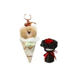 Медвежонок + Стиль Шанель Платформа в Красном Розовом Маленьком Букете