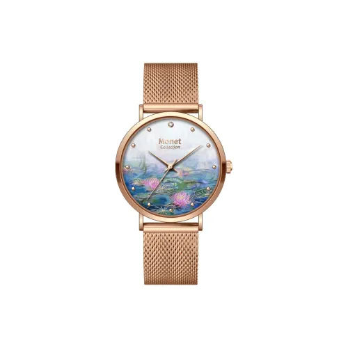 STRAVELING MUZEUM Monet Water Lily Наручные часы Кварцевый механизм Розовый циферблат Женские часы Подарочный набор в коробке