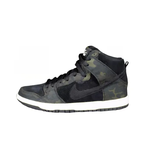 Nike Dunk SB IGUANA CAMO High Топ Скейтборд Кроссовки Мужские Черные Зеленые