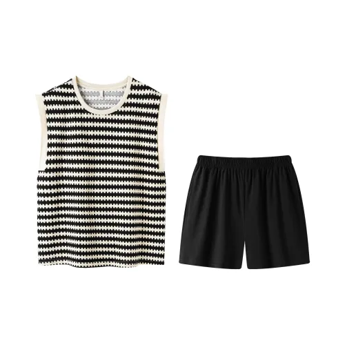 Gongdie Pajama Комплект Женский Черный Белый