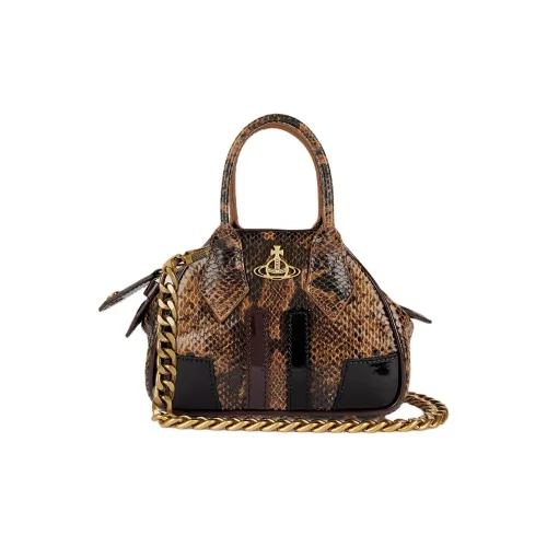 Vivienne Westwood Python Узор Тисненая кожа Сумка Мини Женская Темная умбра