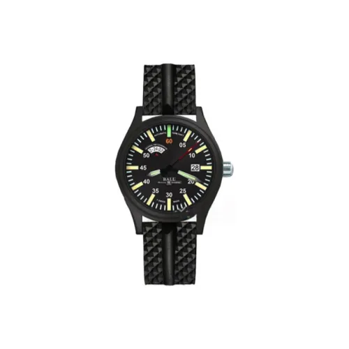 Шар Автоматический Механический Механизм Мужские Часы Часы 43 мм Черный Циферблат Корпус из Нержавеющей Стали Резиновый Ремешок