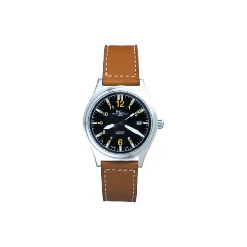 Шар Автоматический Механический Часы Мужские Часы 43 мм Черный Циферблат Корпус из Нержавеющей Стали Ремешок из Коровьей Кожи