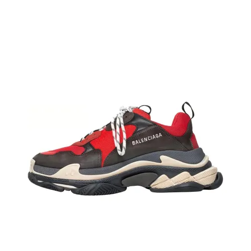 Balenciaga Triple S Low Топ Толстая подошва Кроссовки Мужские Красно-серые