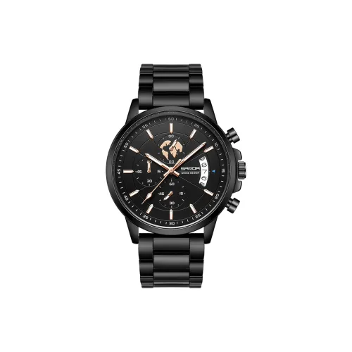 Sanda Кварцевый механизм Часы Мужские Черный циферблат