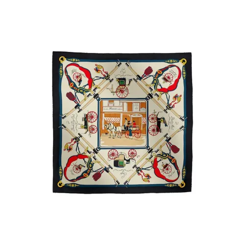 HERMES Тутовый шелк Шарфы Женские Темно-синий Кремовый Красный