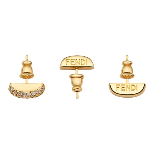 FENDI CUBIC Серьги с цирконием Женские Золото