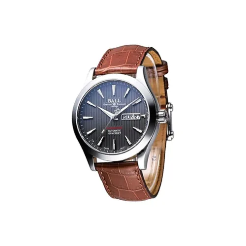 Шар Автоматический Механический Механизм Мужские Часы Часы 40 мм Черный Циферблат Корпус из Нержавеющей Стали Ремешок из Натуральной Кожи