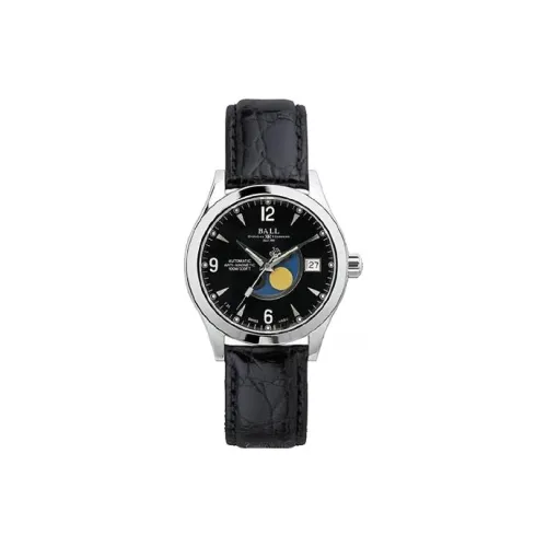 Шар Автоматический Механический Часы Мужские Часы 40 мм Черный Циферблат Корпус из Нержавеющей Стали Ремешок из Коровьей Кожи