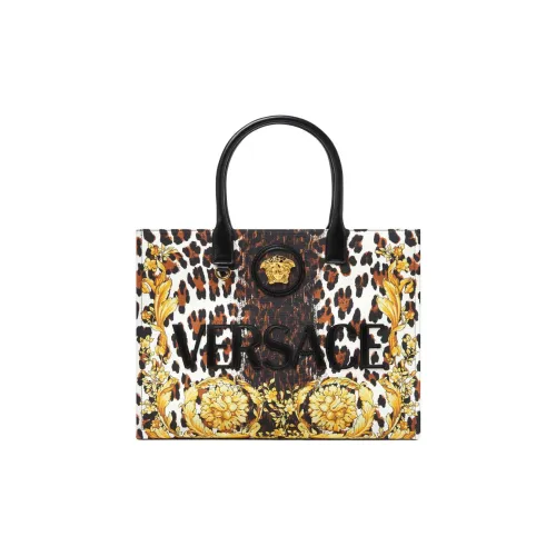 VERSACE Холст Тоут Сумка Сумка для покупок Сумка Большая Женская Золотая и Коричневая