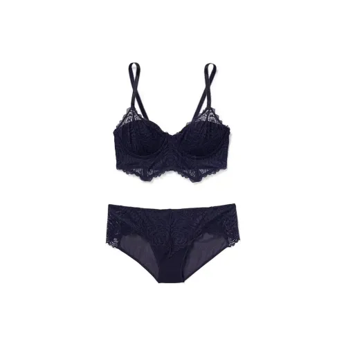 Victoria's Secret Lucinda Longline Бюстгальтер и Комплект Трусов Evening In Синий Комплект Нижнего Белья Женские Синий