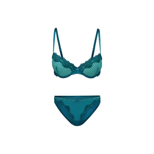 Victoria's Secret Rubie PUSH Up Бюстгальтер и Комплект Трусов And Panty в Чернильно-синий Комплект Нижнего Белья Женские Синий