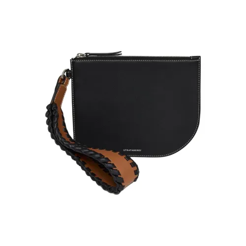 Strathberry Гладкая Телячья Кожа Клатч Стандартный Женский Черный и Каштановый