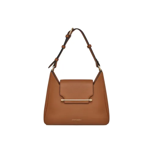 Strathberry Рельефная Телячья Кожа Хобо Сумка Сумка Сумка через плечо Женская Коричневая