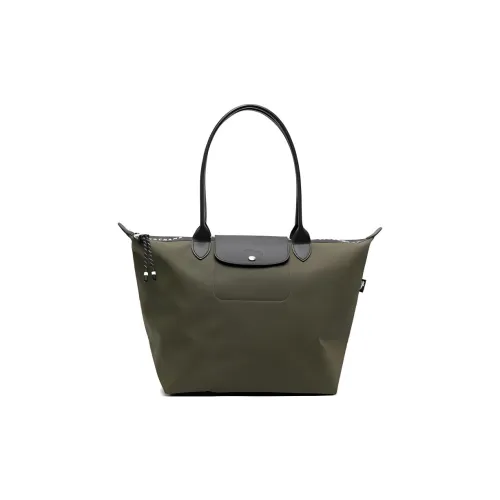 LONGCHAMP Le Pliage Energy Телячья кожа Тоут Сумка Сумка для покупок Холст Сумка Большая Женская Оливково-зеленая