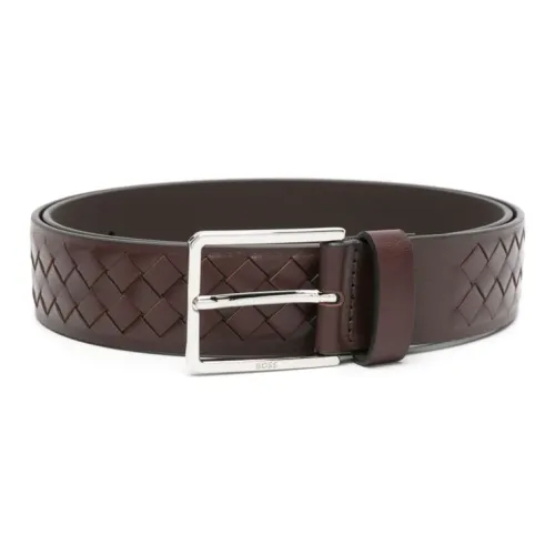 BOSS Однотонный дизайн булавка телячья кожа кожаные ремни мужской коричневый ширина 3,5 см