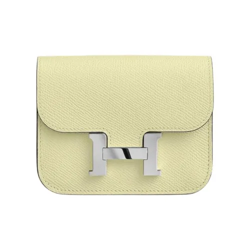 HERMES Constance Slim Epsom Телячья кожа Клатч Кошелек Одно плечо Через плечо Бананка Женские Светло-желтый