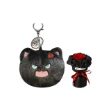 Черный чехол для наушников + розовый мини букет в стиле Chanel