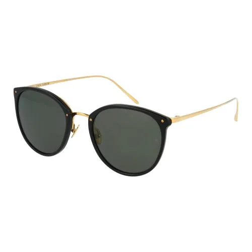 Linda Farrow Ацетат Титановый сплав Нерегулярная форма Солнцезащитные очки Женские Золотой